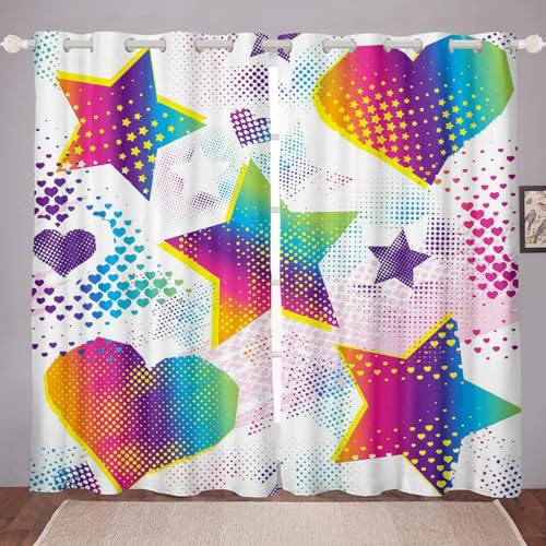 Vorhang Blickdicht Sternherz Vorhänge Geometrie Gardinen Wohnzimmer Schlafzimmer Verdunklungsvorhänge Thermovorhang 3D Druck Schallschutz Vorhang mit Ösen 2er Set B 110 x H 215 cm a.7966 von Aozhiswe