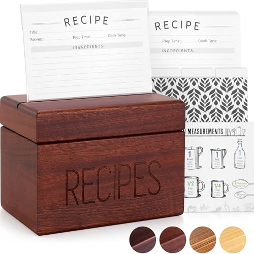 Apace Living Rezeptbox Holz mit blanko Rezeptkarten und Trennkarten – Sapeli Rezeptkiste für die Aufbewahrung Ihrer Rezepte – Exklusiver Rezeptordner Rezeptkasten für bis zu 240 Karten von Apace Living
