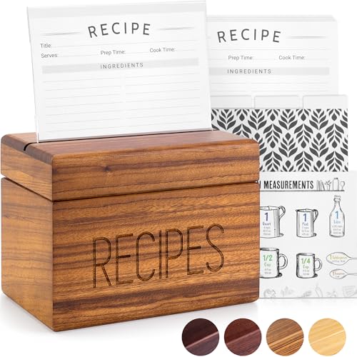 Apace Living Rezeptbox mit Karten und Trennwänden von Apace - Vintage Style Holz 4x6 Rezepthalter Kartenbox - Exklusiv Premier Collection - Für 240 Karten (Zebrano) von Apace Living