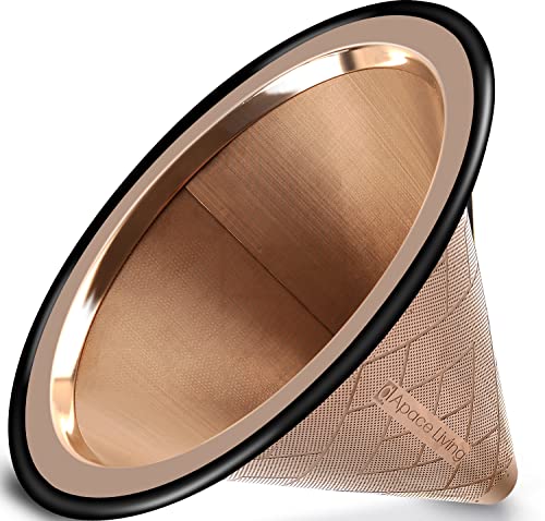Kaffeefilter Edelstahl kompatibel mit Chemex Hario Bodum & andere Kaffeebereiter - Wiederverwendbarer Handfilter Kaffe Pour Over - Kaffeetropfer mit breiter Metallbasis – Papierloser Permanentfilter Kaffeefilter Edelstahl kompatibel mit Chemex Hario Bodum & andere Kaffeebereiter - Wiederverwendbarer Handfilter Kaffe Pour Over - Kaffeetropfer mit breiter Metallbasis – Papierloser Permanentfilter von Apace Living