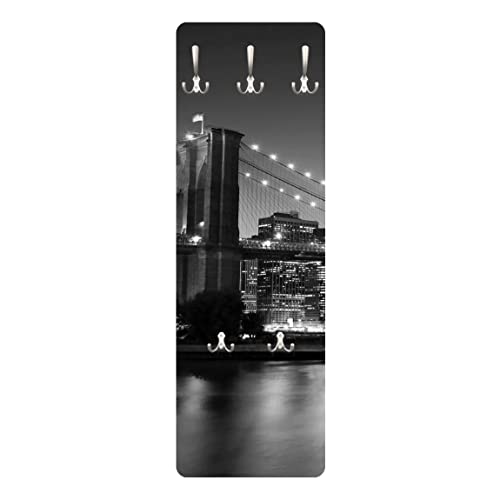 Bilderwelten Garderobe - Brooklyn Brücke in New York II - Schwarz, Größe HxB:119cm x 39cm von Apalis