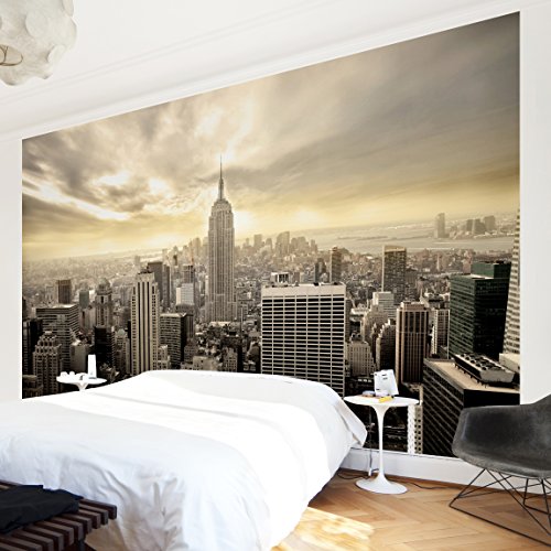 Apalis 94707 Vlies / Fototapete Manhattan Dawn Breit | Vlies Tapete Wandtapete Wandbild Foto 3D Fototapete für Schlafzimmer Wohnzimmer Küche | Größe: 190x288 cm von Apalis