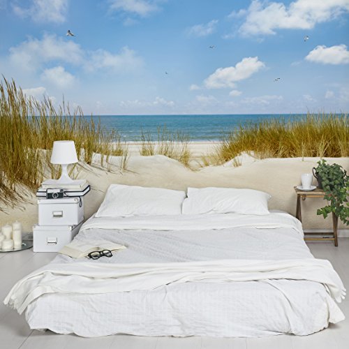 Apalis Fototapete Strand an der Nordsee Vliestapete Breit | Vlies Tapete Wandtapete Wandbild Foto 3D Fototapete für Schlafzimmer Wohnzimmer Küche | blau, 108969 von Apalis