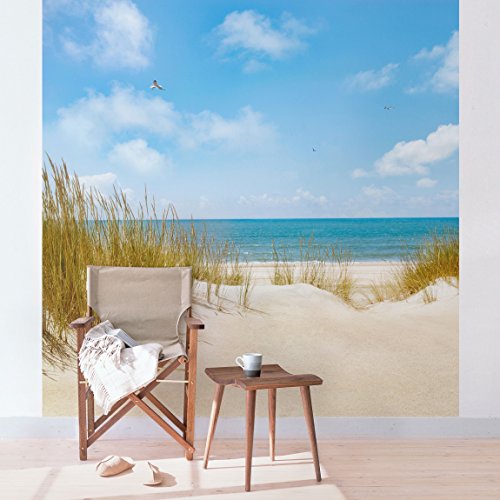 Apalis Fototapete Strand an der Nordsee Vliestapete Quadrat | Vlies Tapete Wandtapete Wandbild Foto 3D Fototapete für Schlafzimmer Wohnzimmer Küche | Größe: 192x192 cm, mehrfarbig, 108971 von Apalis