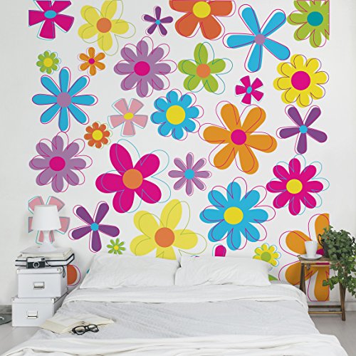 Apalis Kindertapeten Vliestapeten Blumentapete Retro Fototapete Quadrat | Vlies Tapete Wandtapete Wandbild Foto 3D Fototapete für Schlafzimmer Wohnzimmer Küche | Größe: 240x240 cm, mehrfarbig, 97960 von Apalis