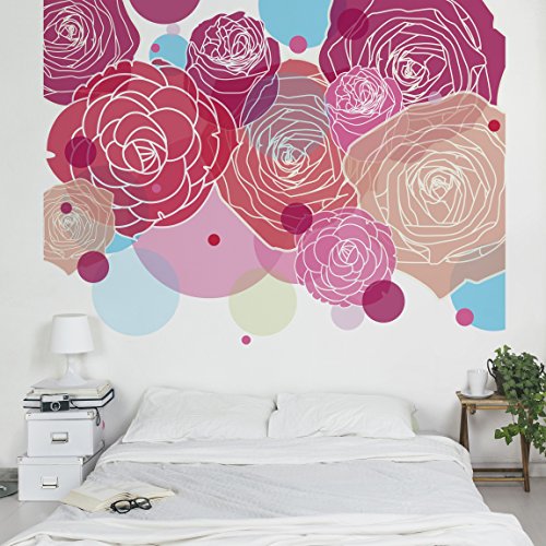 Apalis Kindertapeten Vliestapeten Blumentapete Roses and Bubbles Fototapete Quadrat | Vlies Tapete Wandtapete Wandbild Foto 3D Fototapete für Schlafzimmer Wohnzimmer Küche | Größe: 240x240 cm, rosa, 95445 von Apalis