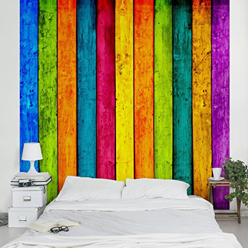 Apalis Kindertapeten Vliestapeten Colourful Palisade Fototapete Quadrat | Vlies Tapete Wandtapete Wandbild Foto 3D Fototapete für Schlafzimmer Wohnzimmer Küche | Größe: 192x192 cm, mehrfarbig, 97563 von Apalis