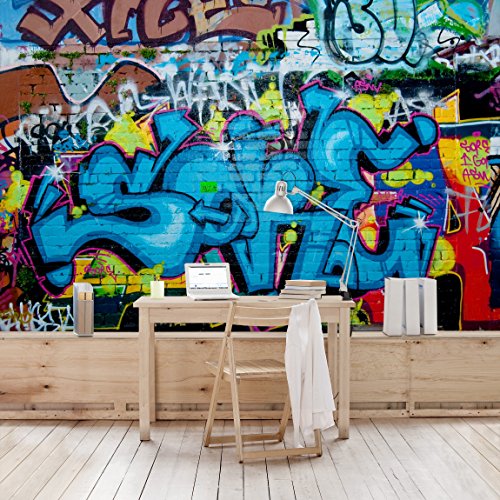 Apalis Kindertapeten Vliestapeten Colours of Graffiti Fototapete Breit | Vlies Tapete Wandtapete Wandbild Foto 3D Fototapete für Schlafzimmer Wohnzimmer Küche | blau, 94897 von Apalis