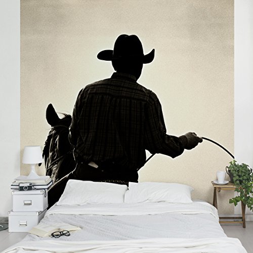 Apalis Kindertapeten Vliestapeten Cowboy Fototapete Quadrat | Vlies Tapete Wandtapete Wandbild Foto 3D Fototapete für Schlafzimmer Wohnzimmer Küche | Größe: 192x192 cm, beige, 97568 von Apalis