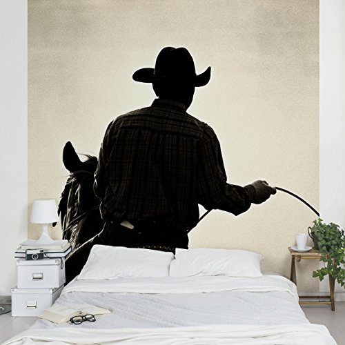 Apalis Kindertapeten Vliestapeten Cowboy Fototapete Quadrat | Vlies Tapete Wandtapete Wandbild Foto 3D Fototapete für Schlafzimmer Wohnzimmer Küche | Größe: 288x288 cm, beige, 97568 von Apalis
