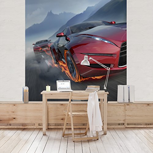 Apalis Kindertapeten Vliestapeten Energiegeladen Fototapete Quadrat | Vlies Tapete Wandtapete Wandbild Foto 3D Fototapete für Schlafzimmer Wohnzimmer Küche | Größe: 192x192 cm, rot, 97618 von Apalis