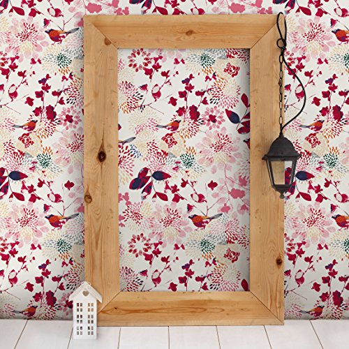 Apalis Kindertapeten Vliestapeten Fancy Birds Fototapete Breit | Vlies Tapete Wandtapete Wandbild Foto 3D Fototapete für Schlafzimmer Wohnzimmer Küche | rosa, 98183 von Apalis