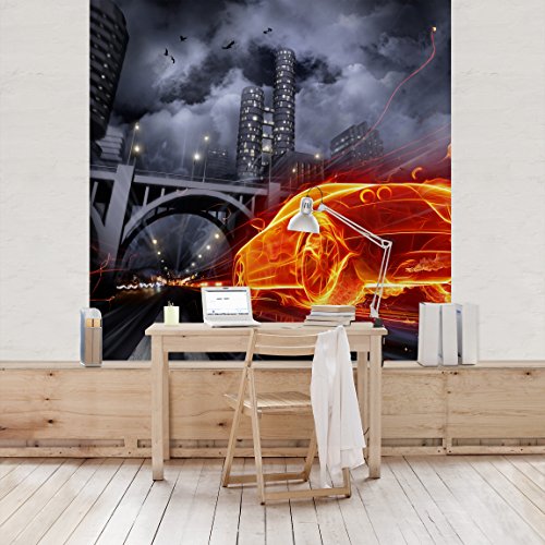 Apalis Kindertapeten Vliestapeten Feuerauto Fototapete Quadrat | Vlies Tapete Wandtapete Wandbild Foto 3D Fototapete für Schlafzimmer Wohnzimmer Küche | Größe: 192x192 cm, mehrfarbig, 97640 von Apalis