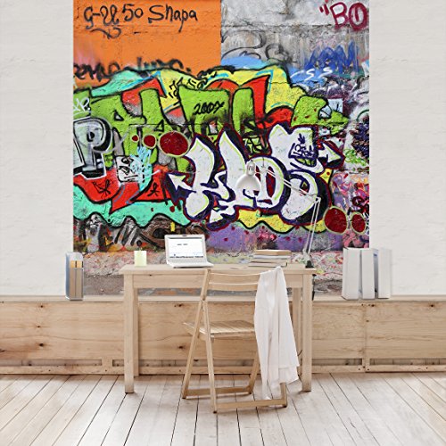 Apalis Kindertapeten Vliestapeten Graffiti Fototapete Quadrat | Vlies Tapete Wandtapete Wandbild Foto 3D Fototapete für Schlafzimmer Wohnzimmer Küche | Größe: 240x240 cm, mehrfarbig, 97715 von Apalis