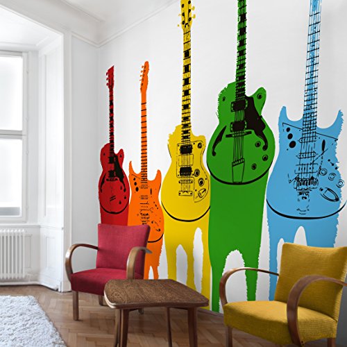 Apalis Kindertapeten Vliestapeten Retro Guitars Fototapete Quadrat | Vlies Tapete Wandtapete Wandbild Foto 3D Fototapete für Schlafzimmer Wohnzimmer Küche | Größe: 240x240 cm, mehrfarbig, 97962 von Apalis