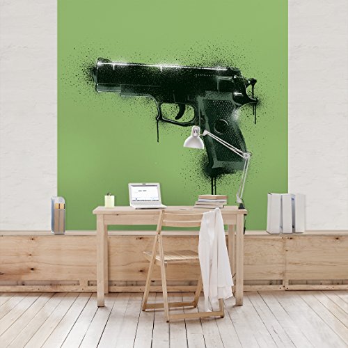 Apalis Kindertapeten Vliestapeten Sprayed Gun Fototapete Quadrat | Vlies Tapete Wandtapete Wandbild Foto 3D Fototapete für Schlafzimmer Wohnzimmer Küche | Größe: 336x336 cm, grün, 98028 von Apalis