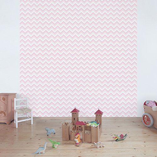 Apalis Kindertapeten Vliestapeten nummer YK37 ZickZack Fototapete Quadrat | Vlies Tapete Wandtapete Wandbild Foto 3D Fototapete für Schlafzimmer Wohnzimmer Küche | Größe: 288x288 cm, mehrfarbig / rosa, 108981 von Apalis