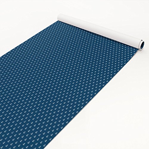 Apalis Klebefolie - Monogram Anker Muster blau Weiss - Selbstklebende Folie 50x100 cm von Apalis