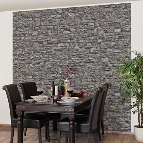 Apalis Stein-/Vliestapete, Naturstein Tapete Alte Steinmauer, Fototapete Quadrat | Vlies Tapete Wandtapete Wandbild Foto 3D Fototapete für Schlafzimmer Wohnzimmer Küche | 240x240 cm, grau, 105627 von Apalis