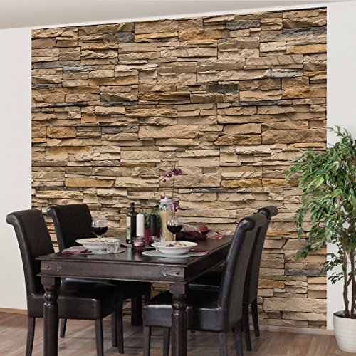 Apalis Steinoptik Vliestapete Andalusia Stonewall Fototapete Quadrat | Vlies Tapete Wandtapete Wandbild Foto 3D Fototapete für Schlafzimmer Wohnzimmer Küche | Größe: 336x336 cm, mehrfarbig, 98425 von Apalis