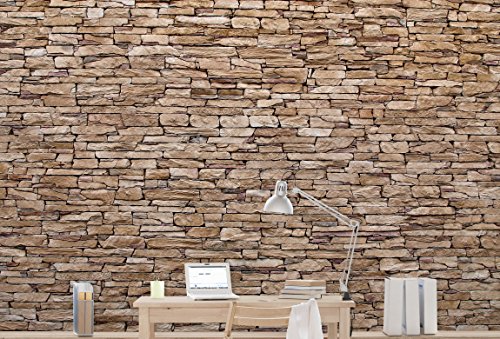 Apalis Steinwand, Vliestapete Crete Stonewall, Fototapete Breit | Vlies Tapete Wandtapete Wandbild Foto 3D Fototapete für Schlafzimmer Wohnzimmer Küche | 320x480 cm, braun, 98572 von Apalis