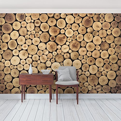 Apalis Tapete Holzoptik - Vliestapete - Homey Firewood - Holz Fototapete Breit | Vlies Tapete Wandtapete Wandbild Foto 3D Fototapete für Schlafzimmer Wohnzimmer Küche | Größe HxB:290x432cm von Apalis