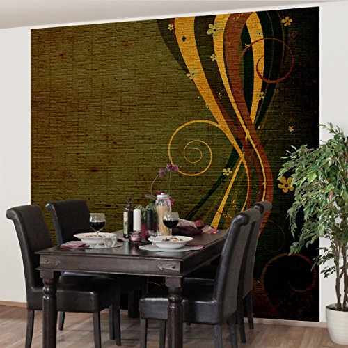 Apalis Vliestapete Asian Flower Fototapete Quadrat | Vlies Tapete Wandtapete Wandbild Foto 3D Fototapete für Schlafzimmer Wohnzimmer Küche | Größe: 240x240 cm, gelb, 97495 von Apalis