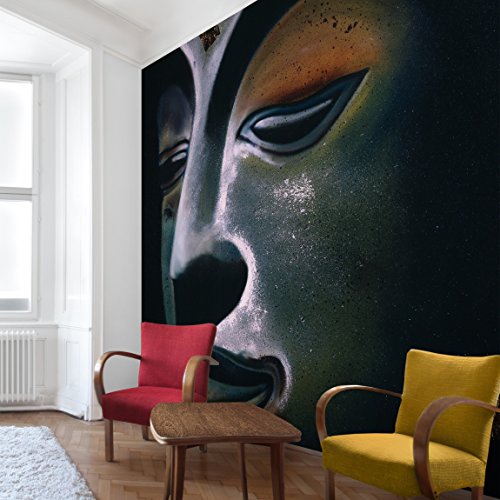 Apalis Vliestapete Assam Buddha Fototapete Quadrat | Vlies Tapete Wandtapete Wandbild Foto 3D Fototapete für Schlafzimmer Wohnzimmer Küche | Größe: 192x192 cm, schwarz, 97496 von Apalis