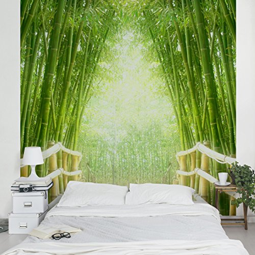 Apalis Vliestapete Bamboo Way Fototapete Bambus Quadrat | Vlies Tapete Wandtapete Wandbild Foto 3D Fototapete für Schlafzimmer Wohnzimmer Küche | Größe: 192x192 cm, grün, 97502 von Apalis