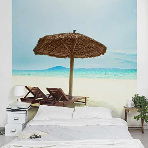 Apalis Vliestapete Beach of Dreams Fototapete Quadrat | Vlies Tapete Wandtapete Wandbild Foto 3D Fototapete für Schlafzimmer Wohnzimmer Küche | Größe: 192x192 cm, türkis, 97507 von Apalis