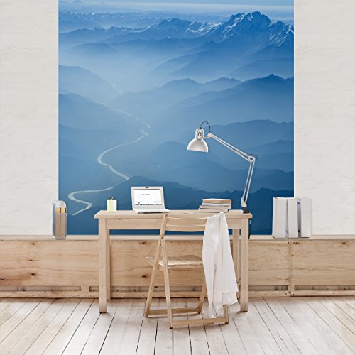 Apalis Vliestapete Blick über den Himalaya Fototapete Quadrat | Vlies Tapete Wandtapete Wandbild Foto 3D Fototapete für Schlafzimmer Wohnzimmer Küche | Größe: 192x192 cm, blau, 97516 von Apalis