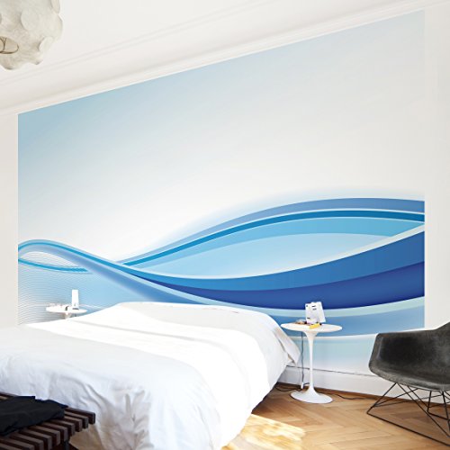 Apalis Vliestapete Blue Waving Composition Fototapete Breit | Vlies Tapete Wandtapete Wandbild Foto 3D Fototapete für Schlafzimmer Wohnzimmer Küche | blau, 94891 von Apalis