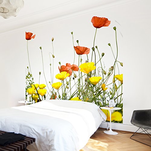 Apalis Vliestapete Blumentapete Duo of Flowers Teil 2 Fototapete Quadrat | Vlies Tapete Wandtapete Wandbild Foto 3D Fototapete für Schlafzimmer Wohnzimmer Küche | Größe: 240x240 cm, gelb, 97609 von Apalis