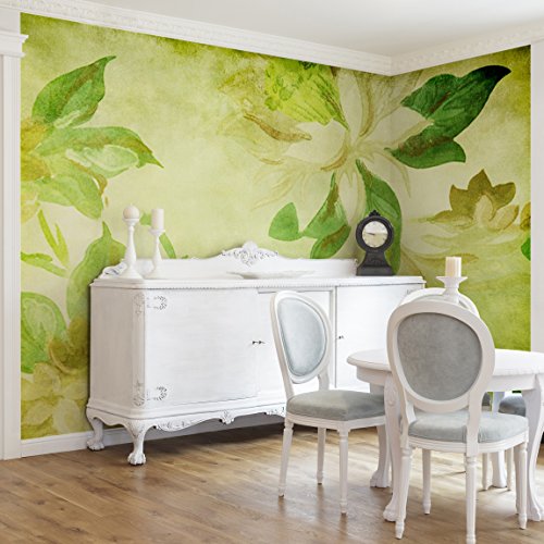 Apalis Vliestapete Blumentapete Green Blossoms Fototapete Breit | Vlies Tapete Wandtapete Wandbild Foto 3D Fototapete für Schlafzimmer Wohnzimmer Küche | grün, 94936 von Apalis