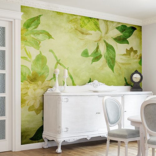 Apalis Vliestapete Blumentapete Green Blossoms Fototapete Quadrat | Vlies Tapete Wandtapete Wandbild Foto 3D Fototapete für Schlafzimmer Wohnzimmer Küche | Größe: 336x336 cm, grün, 97721 von Apalis