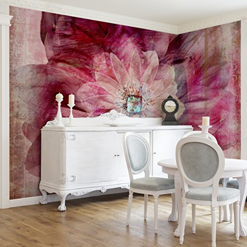 Apalis Vliestapete Blumentapete Grunge Flower Fototapete Breit | Vlies Tapete Wandtapete Wandbild Foto 3D Fototapete für Schlafzimmer Wohnzimmer Küche | rosa, 94939 von Apalis