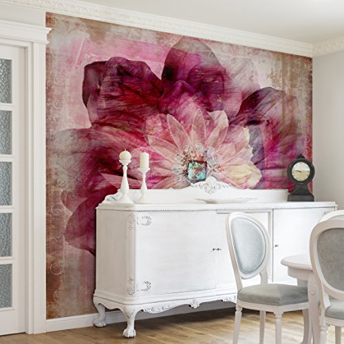 Apalis Vliestapete Blumentapete Grunge Flower Fototapete Quadrat | Vlies Tapete Wandtapete Wandbild Foto 3D Fototapete für Schlafzimmer Wohnzimmer Küche | Größe: 192x192 cm, rosa, 95348 von Apalis