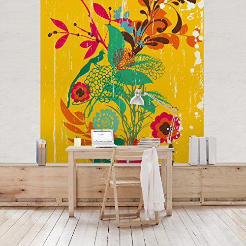 Apalis Vliestapete Blumentapete Grunge Garden Fototapete Quadrat | Vlies Tapete Wandtapete Wandbild Foto 3D Fototapete für Schlafzimmer Wohnzimmer Küche | Größe: 192x192 cm, gelb, 97725 von Apalis