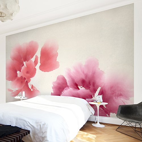 Apalis Vliestapete Blumentapete Künstlerische Flora II Fototapete Breit | Vlies Tapete Wandtapete Wandbild Foto 3D Fototapete für Schlafzimmer Wohnzimmer Küche | rosa, 94687 von Apalis