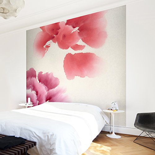 Apalis Vliestapete Blumentapete Künstlerische Flora II Fototapete Quadrat | Vlies Tapete Wandtapete Wandbild Foto 3D Fototapete für Schlafzimmer Wohnzimmer Küche | Größe: 240x240 cm, rosa, 95363 von Apalis