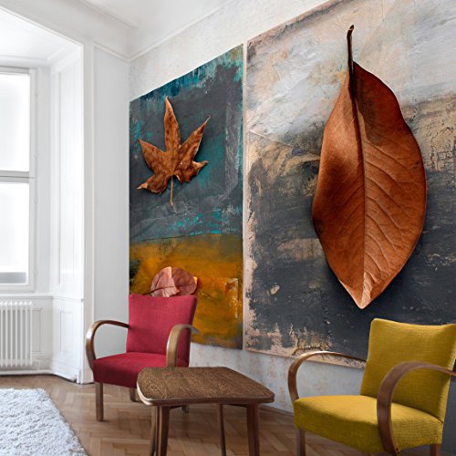 Apalis Vliestapete Blumentapete Leaves Stilllife Fototapete Quadrat | Vlies Tapete Wandtapete Wandbild Foto 3D Fototapete für Schlafzimmer Wohnzimmer Küche | Größe: 240x240 cm, braun, 97793 von Apalis