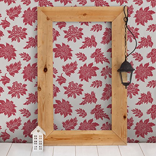 Apalis Vliestapete Blumentapete Rotes Barock Blumenmuster Mustertapete Quadrat | Vlies Tapete Wandtapete Wandbild Foto 3D Fototapete für Schlafzimmer Wohnzimmer Küche | Größe: 192x192 cm, rot, 98329 von Apalis