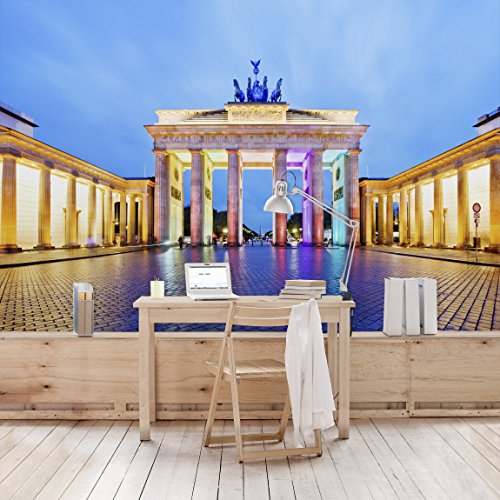 Apalis Vliestapete Brandenburger Tor Fototapete Breit | Vlies Tapete Wandtapete Wandbild Foto 3D Fototapete für Schlafzimmer Wohnzimmer Küche | blau, 94551 von Apalis