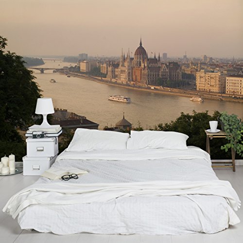 Apalis Vliestapete Budapest Skyline Fototapete Breit | Vlies Tapete Wandtapete Wandbild Foto 3D Fototapete für Schlafzimmer Wohnzimmer Küche | beige, 94555 von Apalis