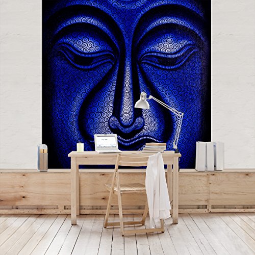 Apalis Vliestapete Buddha in Nepal Fototapete Quadrat | Vlies Tapete Wandtapete Wandbild Foto 3D Fototapete für Schlafzimmer Wohnzimmer Küche | Größe: 240x240 cm, blau, 95265 von Apalis