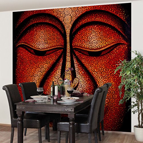 Apalis Vliestapete Buddha in Tibet Fototapete Quadrat | Vlies Tapete Wandtapete Wandbild Foto 3D Fototapete für Schlafzimmer Wohnzimmer Küche | Größe: 240x240 cm, rot, 95266 von Apalis