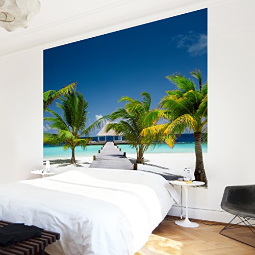 Apalis Vliestapete Catwalk to Paradise Fototapete Quadrat | Vlies Tapete Wandtapete Wandbild Foto 3D Fototapete für Schlafzimmer Wohnzimmer Küche | Größe: 288x288 cm, blau, 95273 von Apalis