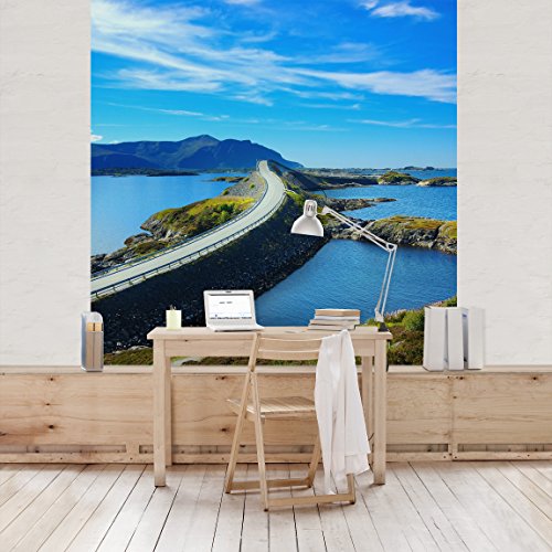 Apalis Vliestapete Crossing Norway Fototapete Quadrat | Vlies Tapete Wandtapete Wandbild Foto 3D Fototapete für Schlafzimmer Wohnzimmer Küche | Größe: 192x192 cm, blau, 95284 von Apalis