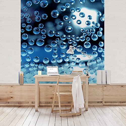Apalis Vliestapete Dark Bubbels Fototapete Quadrat | Vlies Tapete Wandtapete Wandbild Foto 3D Fototapete für Schlafzimmer Wohnzimmer Küche | Größe: 240x240 cm, blau, 97577 von Apalis