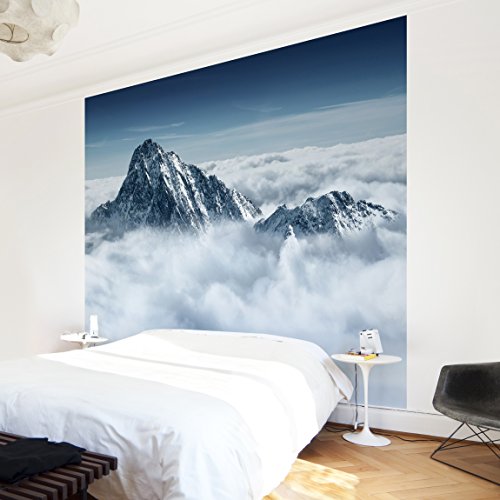 Apalis Vliestapete Die Alpen über den Wolken Fototapete Quadrat | Vlies Tapete Wandtapete Wandbild Foto 3D Fototapete für Schlafzimmer Wohnzimmer Küche | Größe: 240x240 cm, blau, 95297 von Apalis